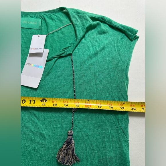 NWT ZADIG AND VOLTAIRE Blouse Women’s Top Linen Silk Green Size XS - Picture 3 of 6